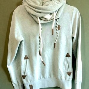 Naketano Womens Reorder VIII Cowl Neck Hooded Sweatshirt Heather Gray Medium